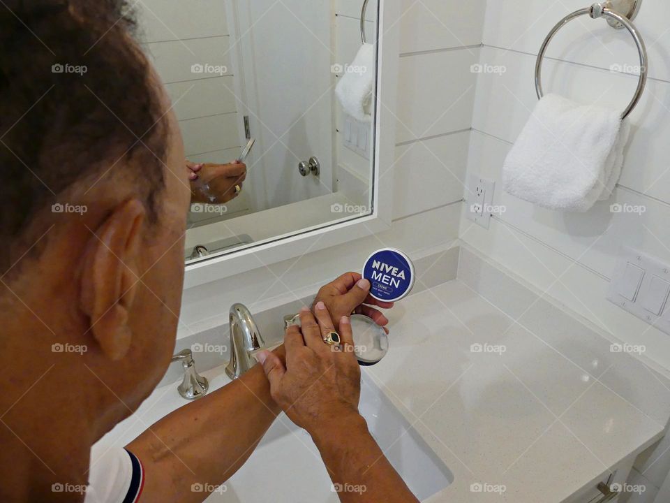 NIVEA Men’s Creme. A multi-purpose moisturizing creme crafted especially for men. You can use it anywhere on your face, body and hands. It absorbs quickly to reduce dryness and replenish hydration, and there is no greasy feel!