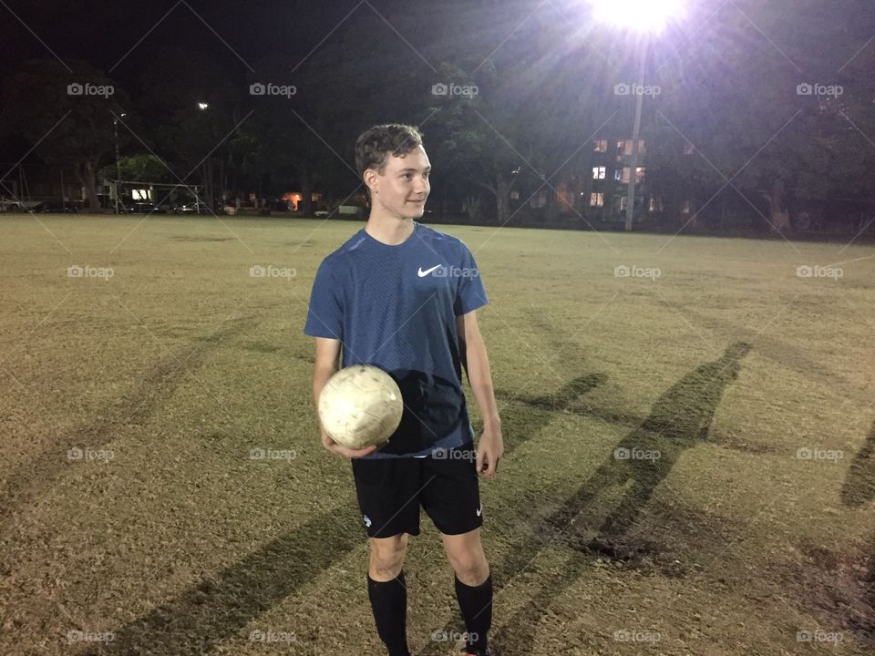 My friend with soccer ball