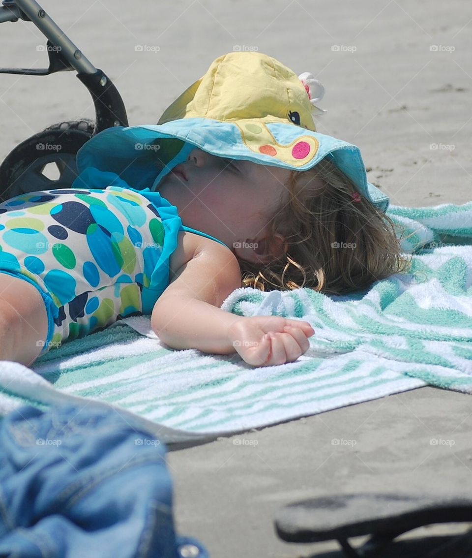 Sleeping beach baby 