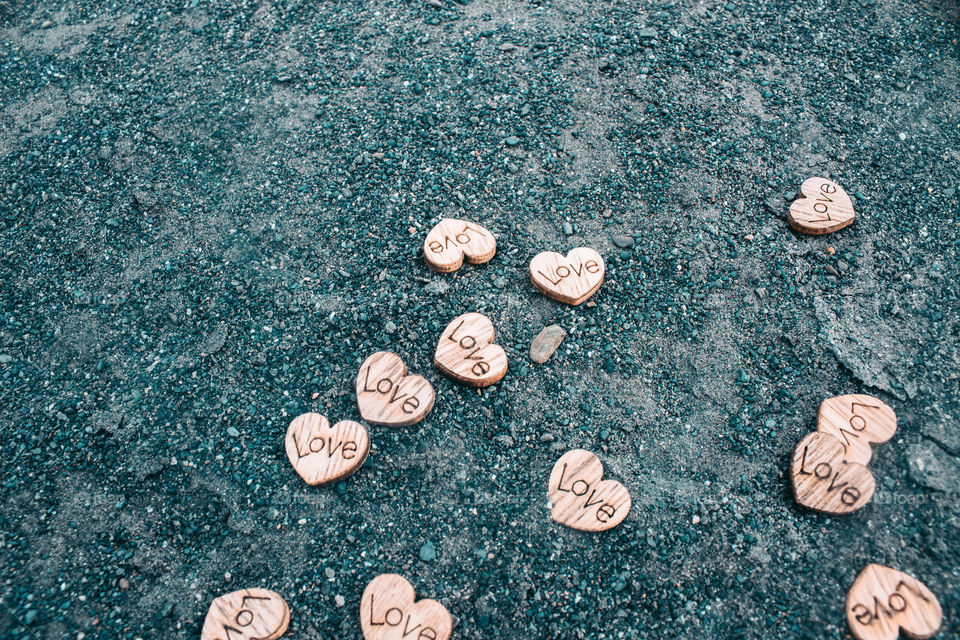 hearts on the sand