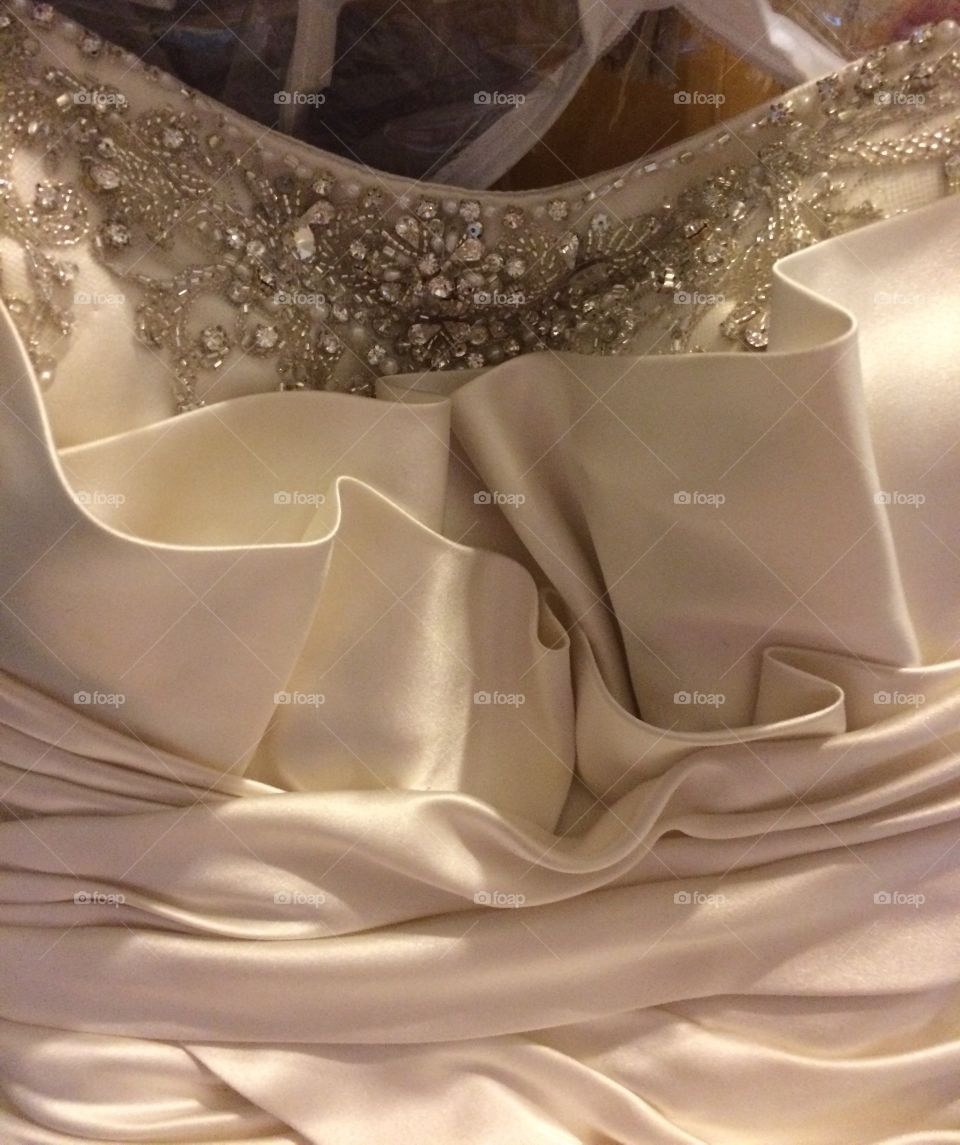 Jeweled top of a wedding dress