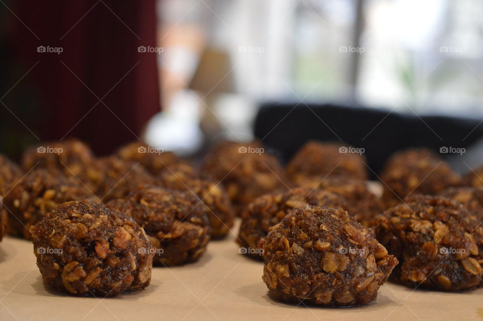 chocolate balls with nuts and raisins