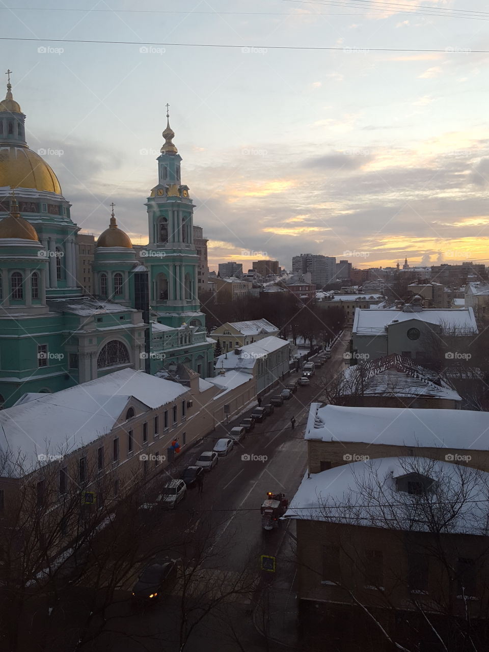 Berth, sunset, river,  Moscow, city, night city, Moscow does not sleep