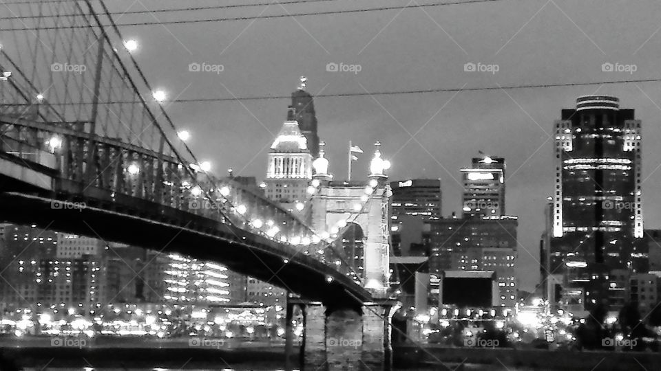 Cincinnati at Night. A view from across the Ohio River