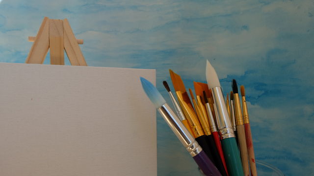 Paint brush and canvas
