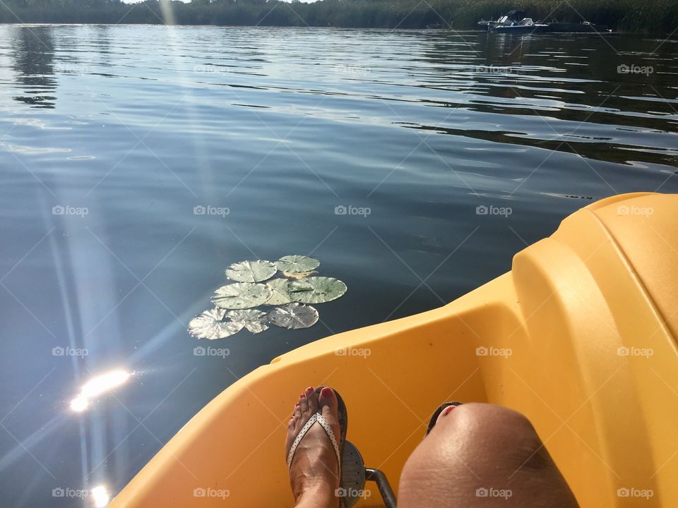 Enjoying nature and relaxing on paddle boat