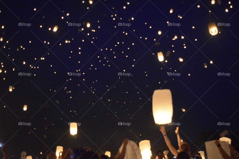 Lanterns taking flight