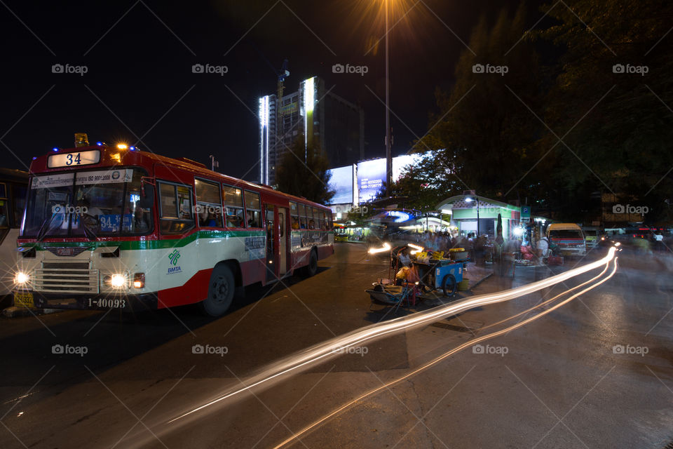 Bus station at night 