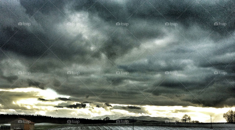 field clouds mountains alps by Nikita80