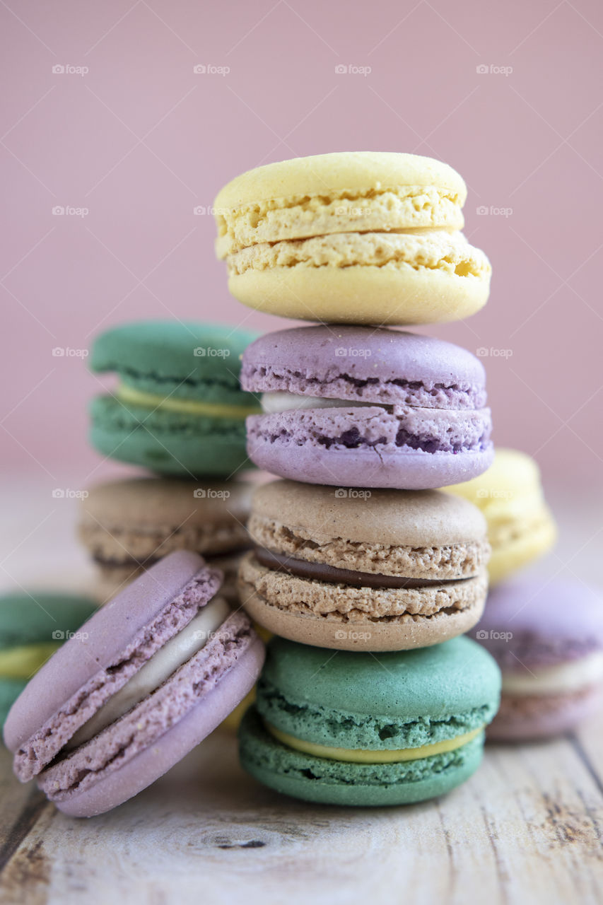 Close up Focus On a stack of French Macarons