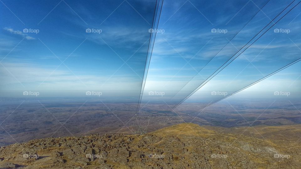 high tension electricity. electricity cable in the mountain