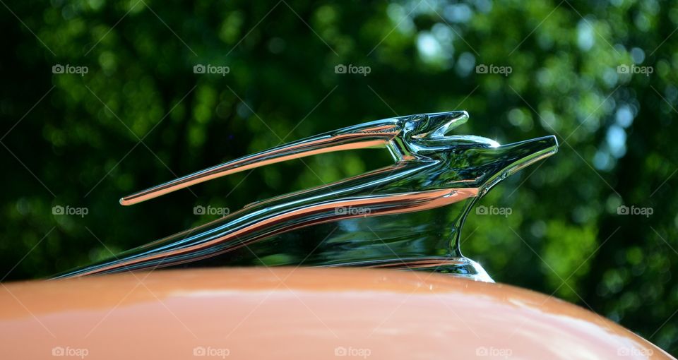 Impala Hood Ornament. Classic car show