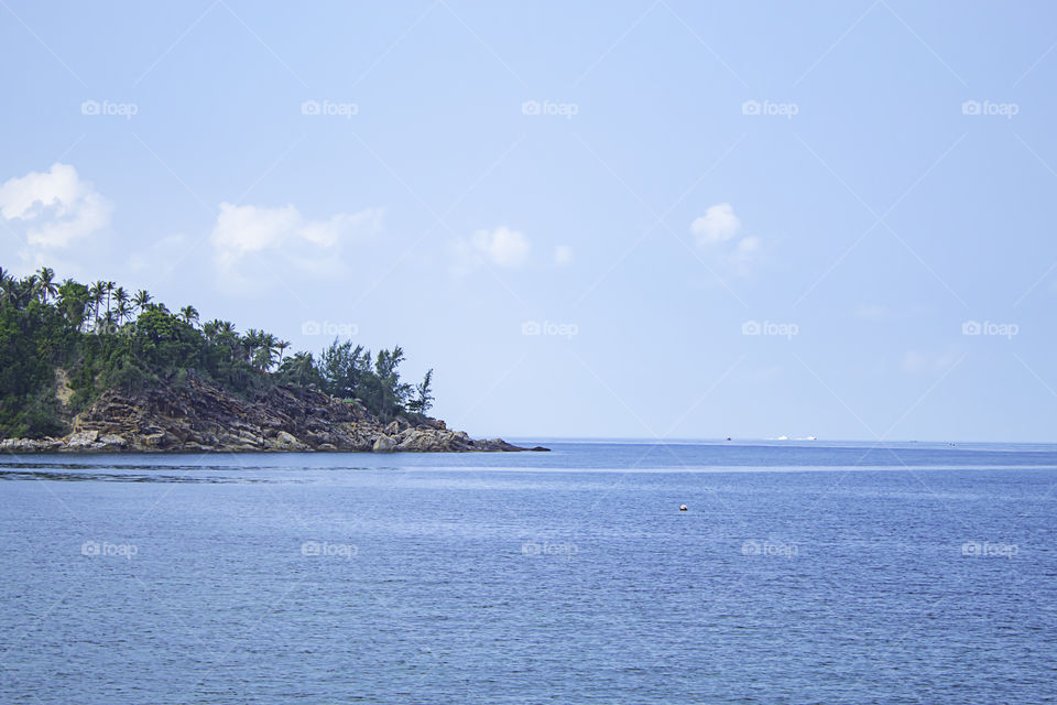 The beauty of the sea and trees on the rocks in the island at Haad salad , koh Phangan, Surat Thani in Thailand.