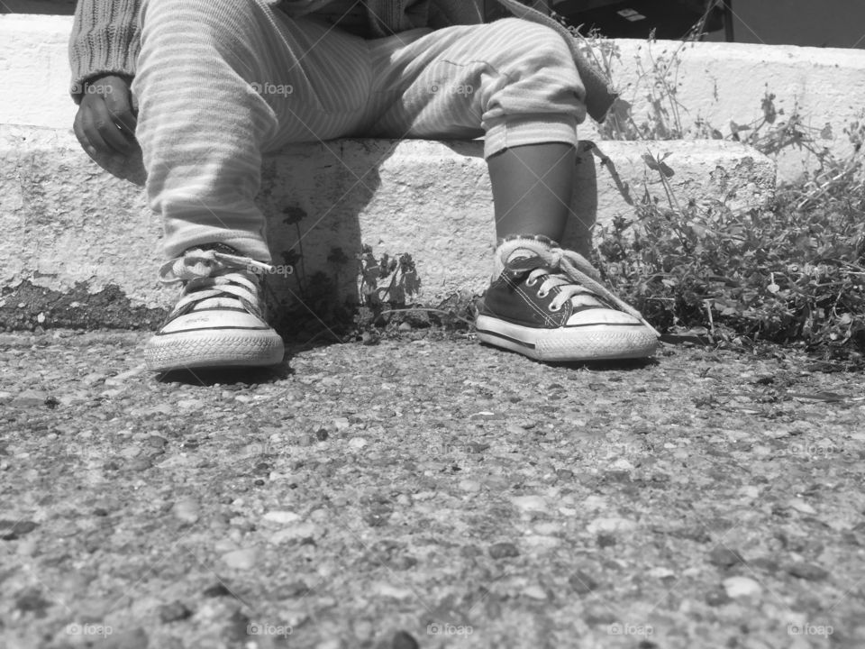 Long day. My two year old little girl was running and playing all day long, so when she got tired she decided to have a seat on the stoop and say phewww lol