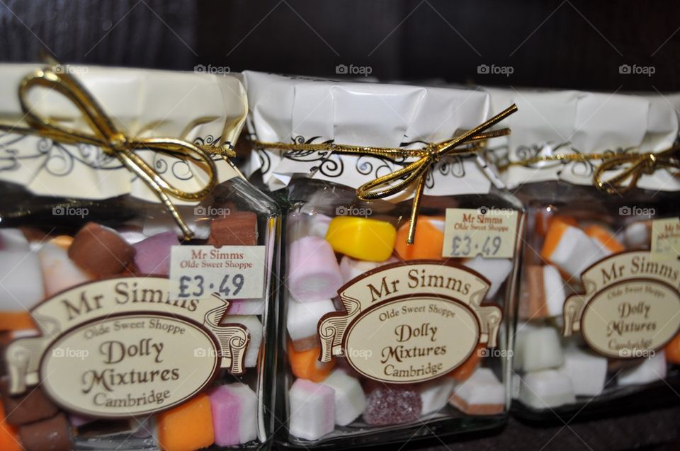 Colorful candies in sweets shop 