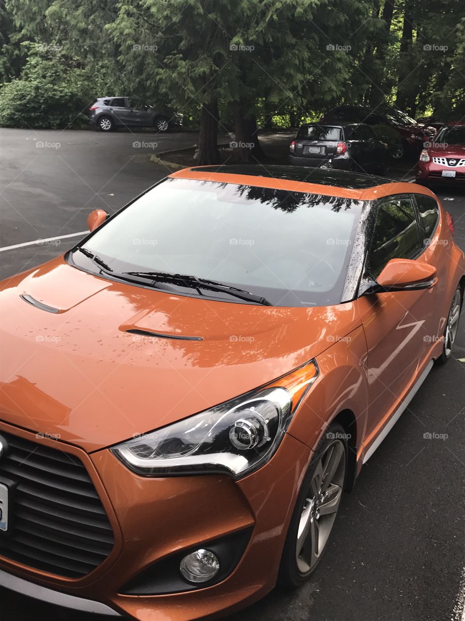 A beautiful orange car