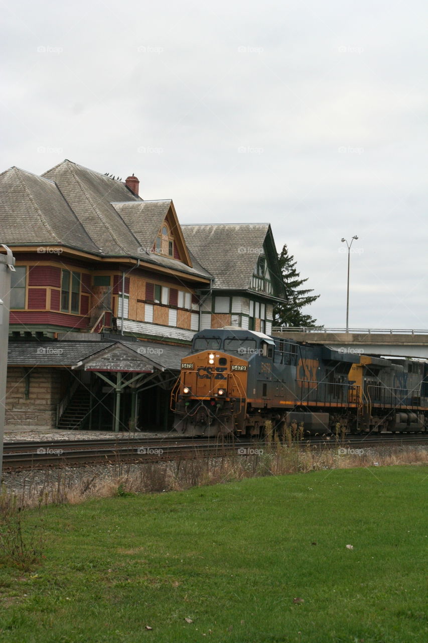 Old train stop but the train goes right by.