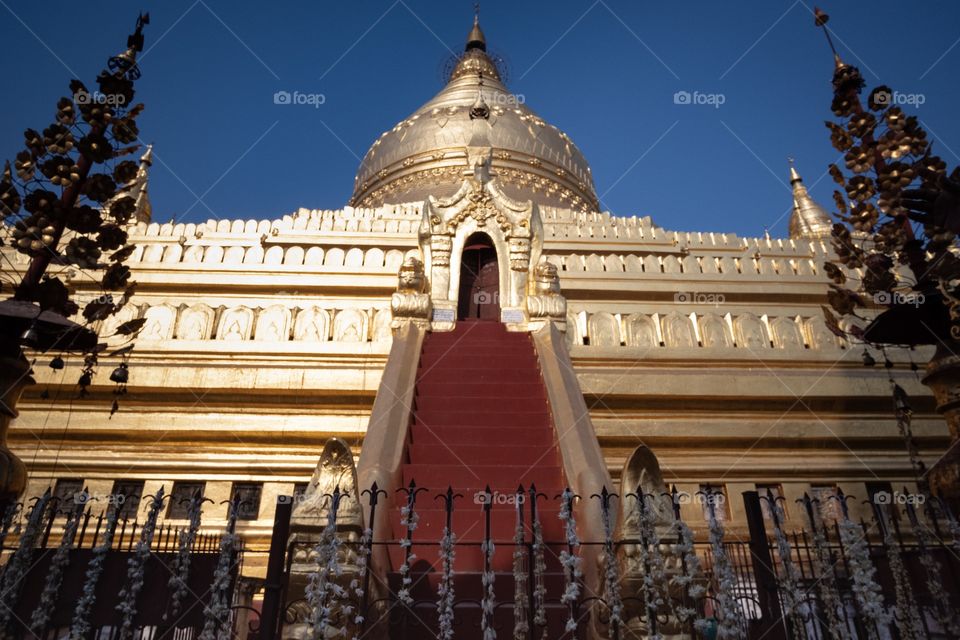 Bagun/Myanmar-April 16 2019: Beautiful pagoda , Shwezigon Paya 