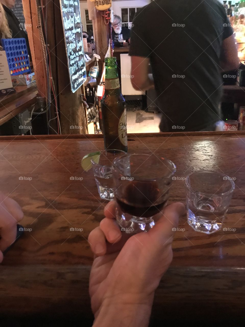 Having shots and a beer to chase