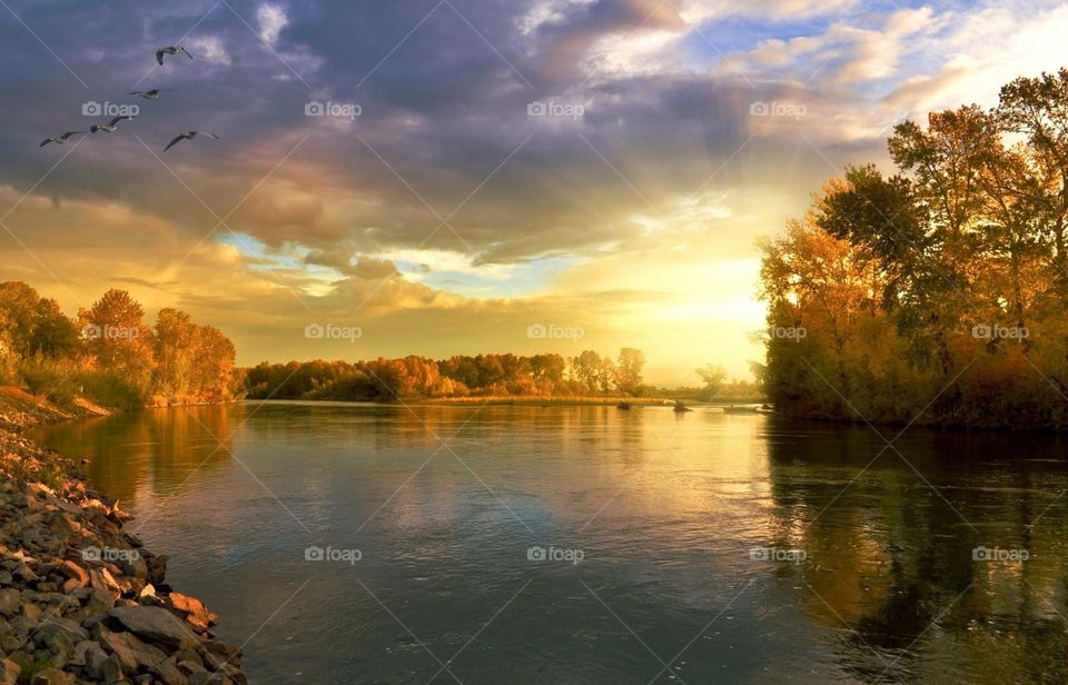 Beautiful lake natural landscape