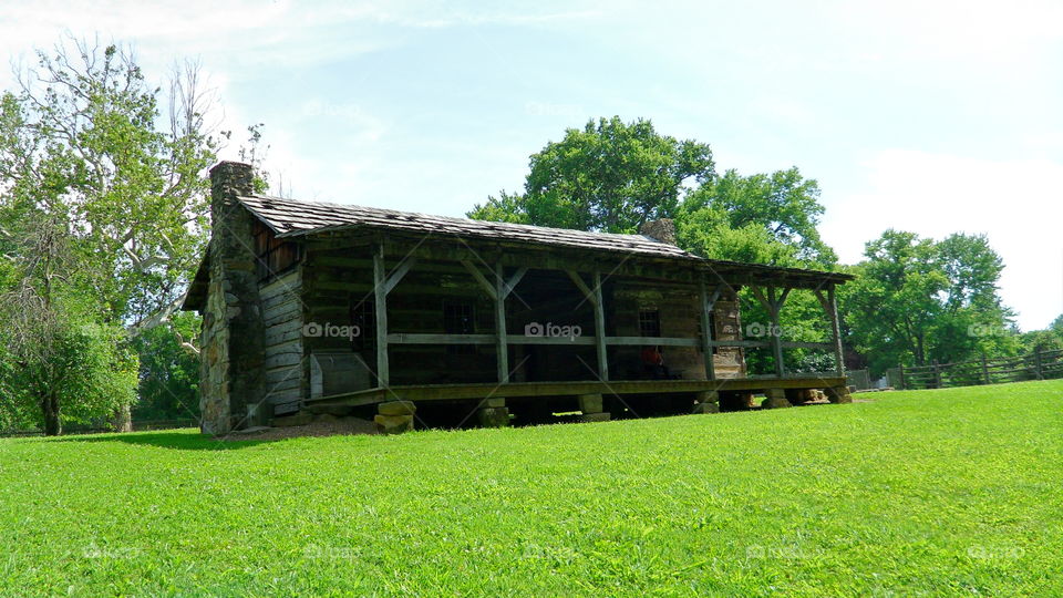 Log cabin in New Harmony, Indiana.