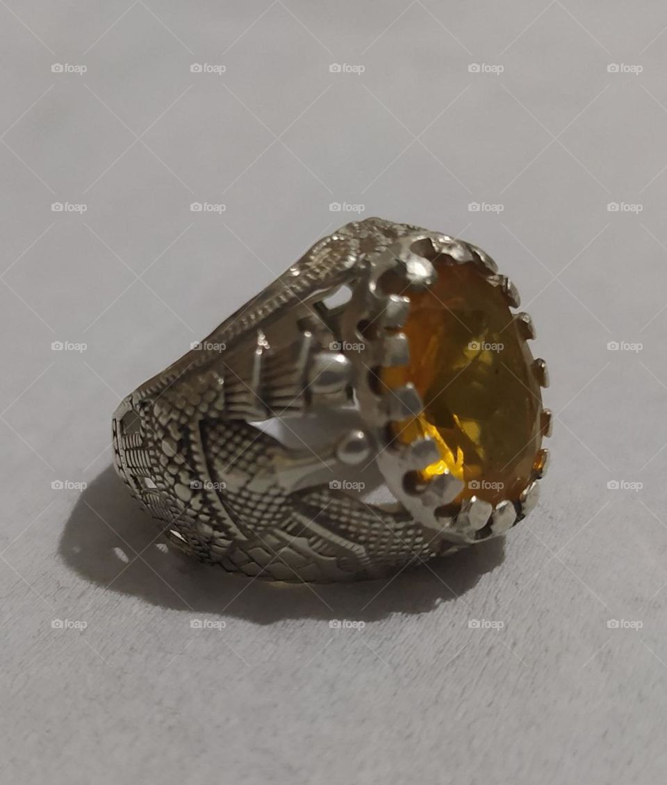 Crystal stone silver ring size 20/21