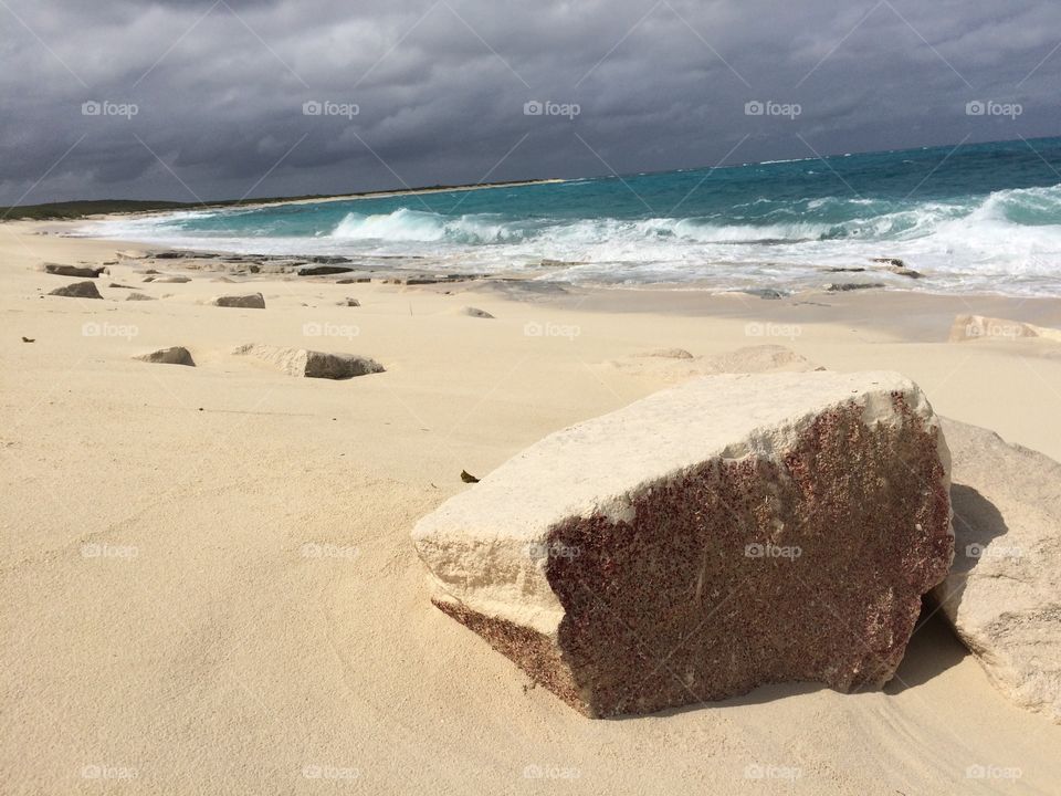 Stormy weather at the beach. Turks and Caicos Islands. 