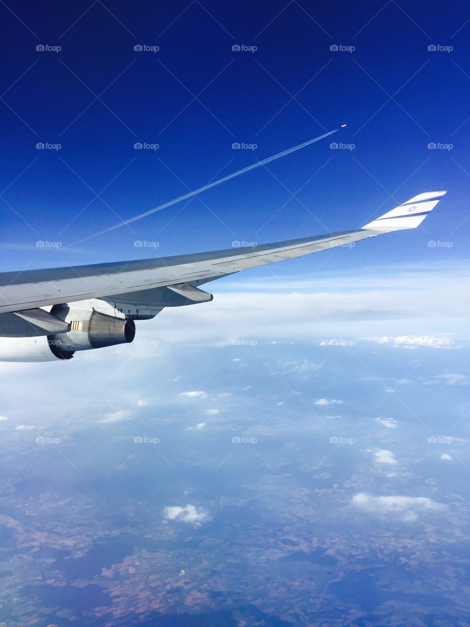 High angle view of aircraft wing
