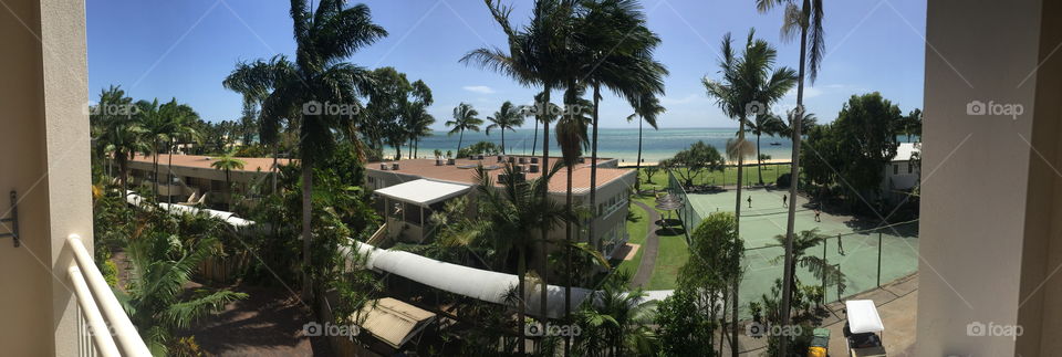 View from balcony of resort on island