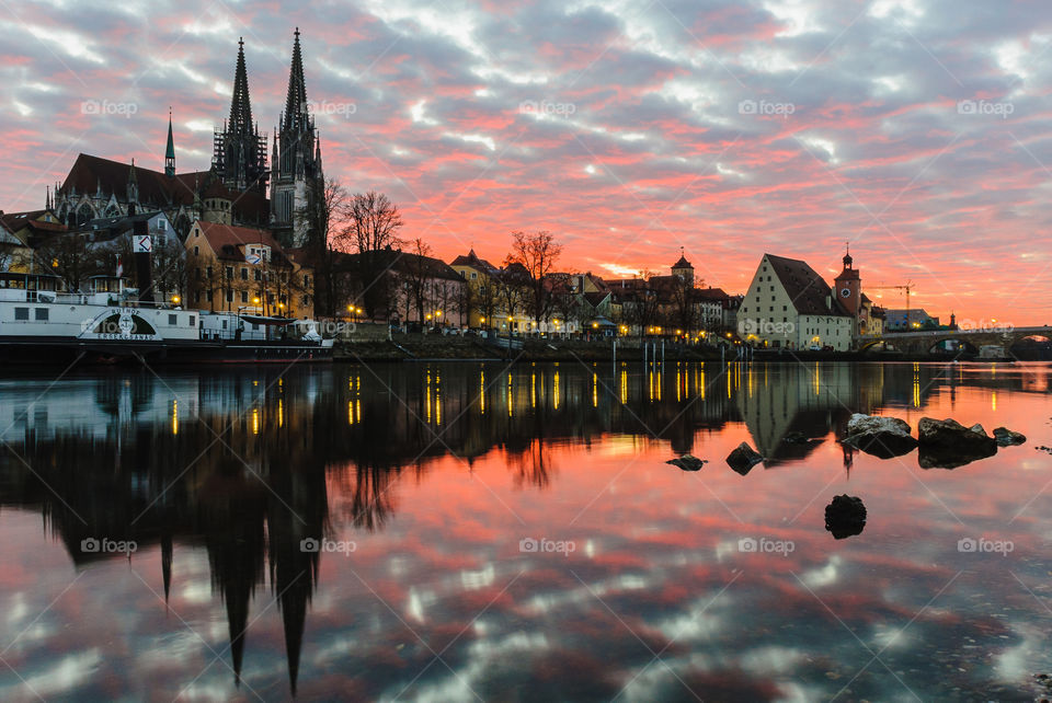 Beautiful and magical sunset in Bavaria