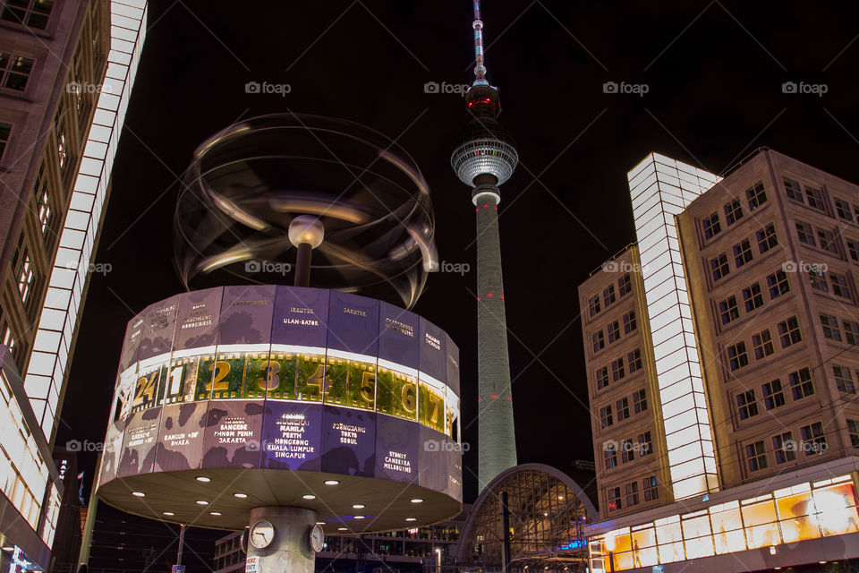 alexanderplatz in berlin at night