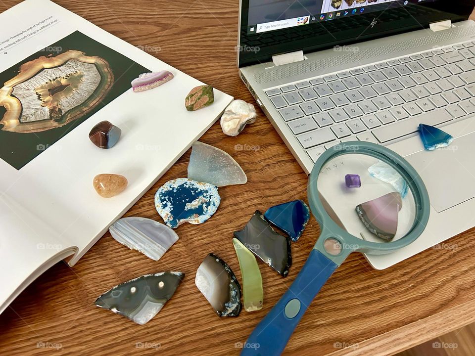 Studying rocks on a desktop