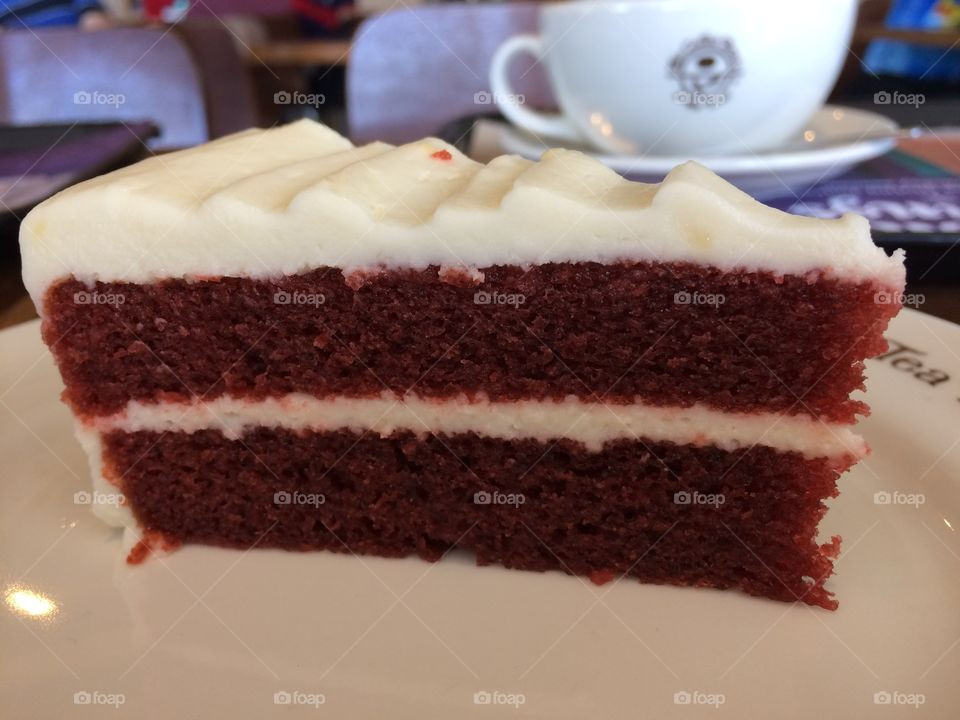A piece of red velvet cake
