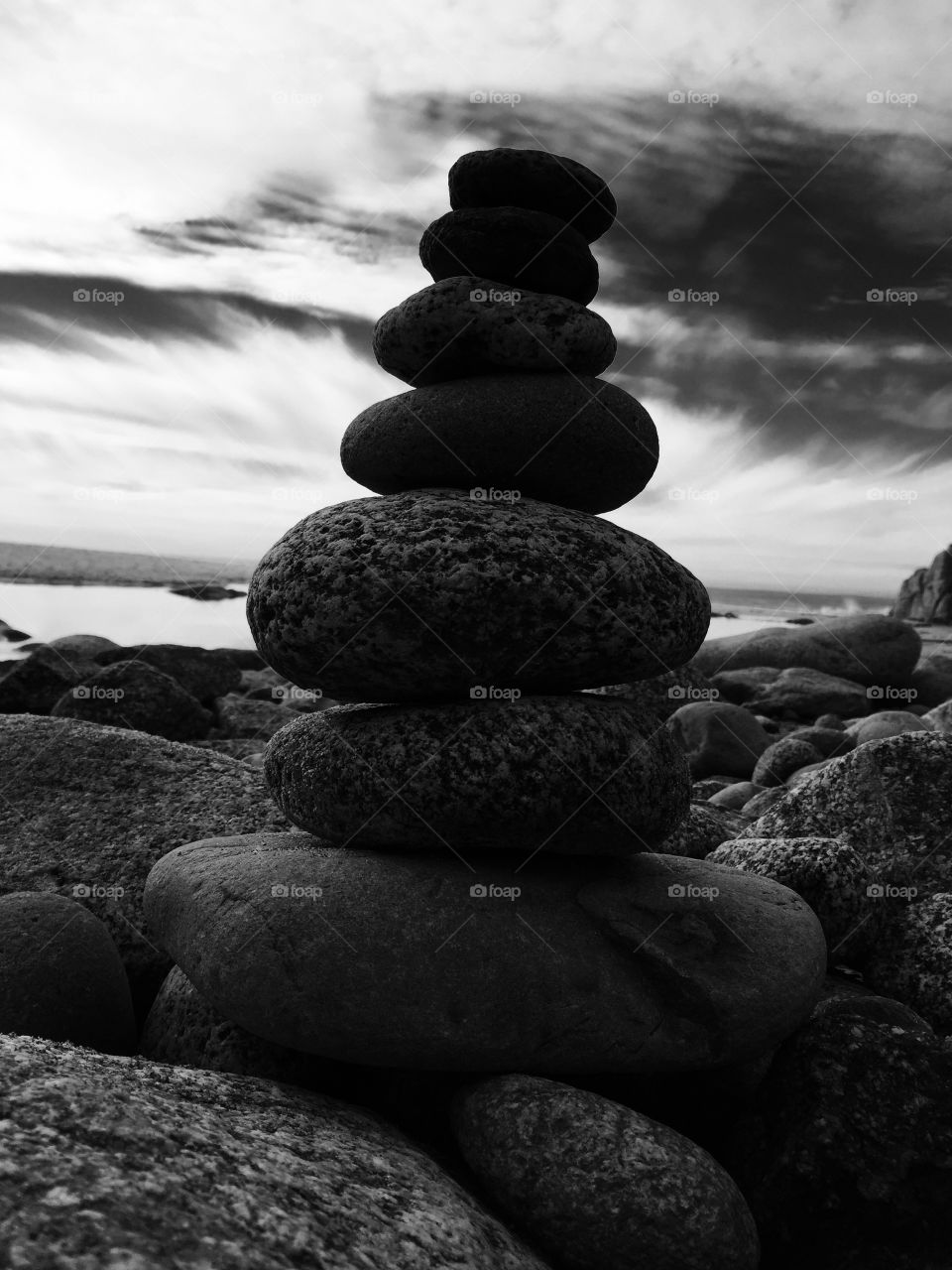 Black and white beach stones