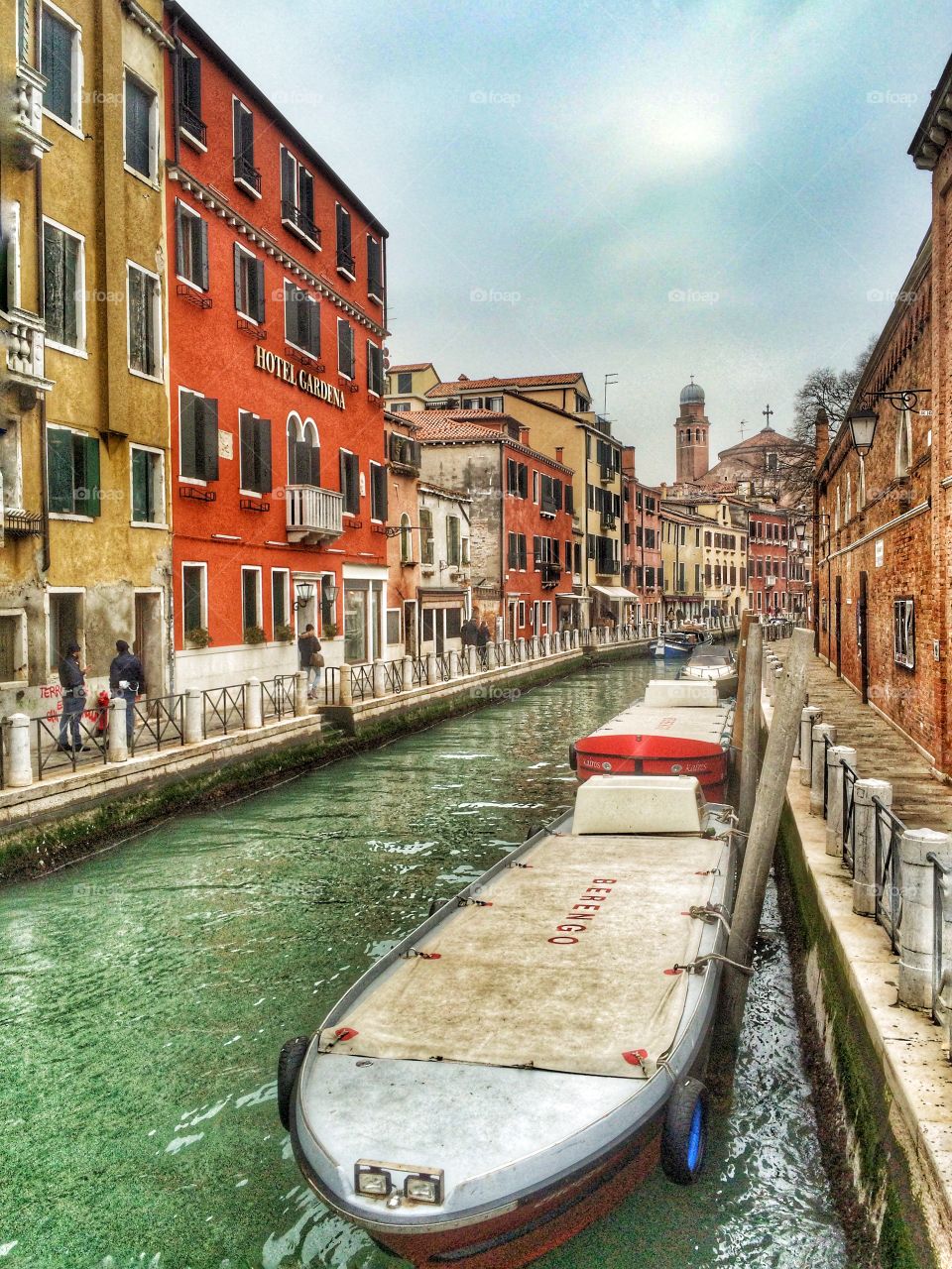 Gondola on canal in Venice, Italy