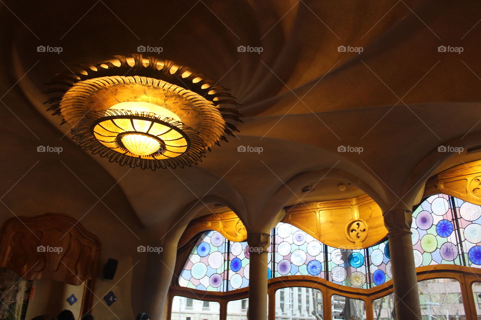 Gaudi interior design. smooth lines and curves make you feel like you're swimming in the ocean