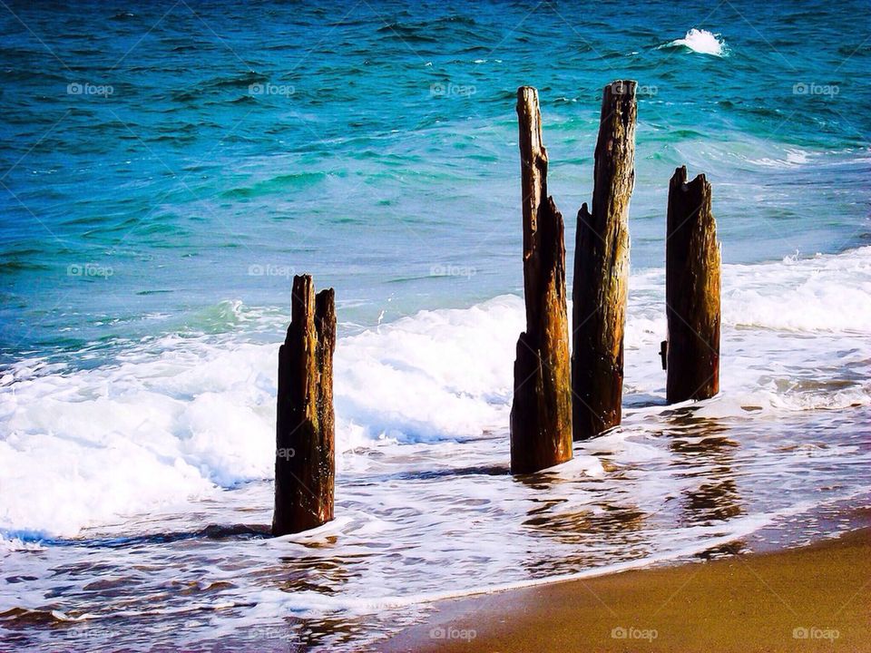 Pilings at the beach