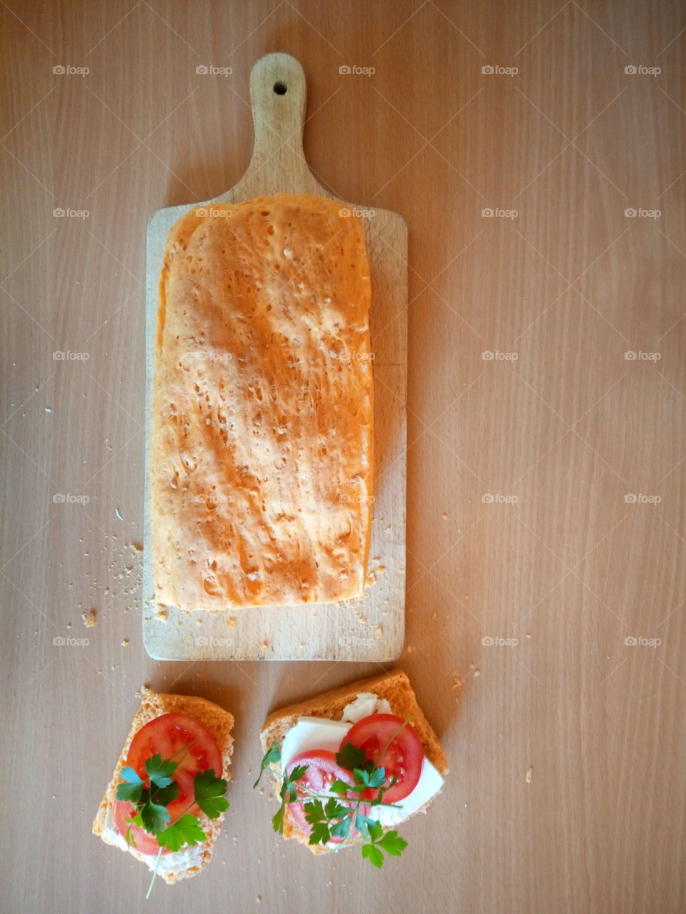 tomato bread, breakfast