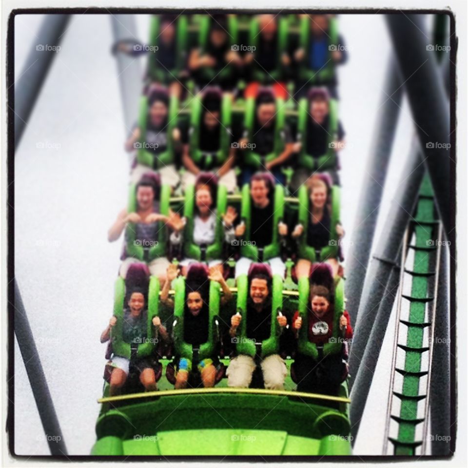 Roller coaster . Capturing the trill of a roller coaster ride