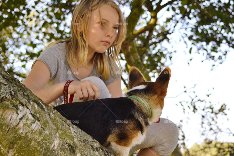 Girl and a puppy