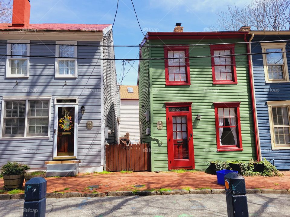 Colored small houses at Annapolis, Maryland, USA