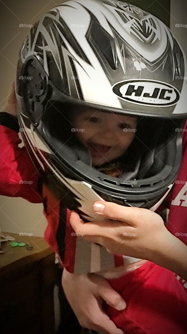 Happy Baby and a Bike Helmet