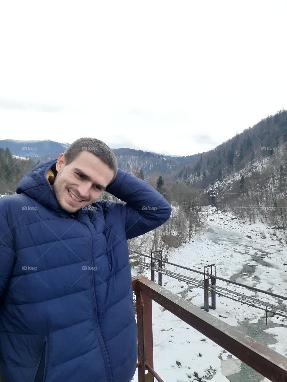 Happy Man among the mountains