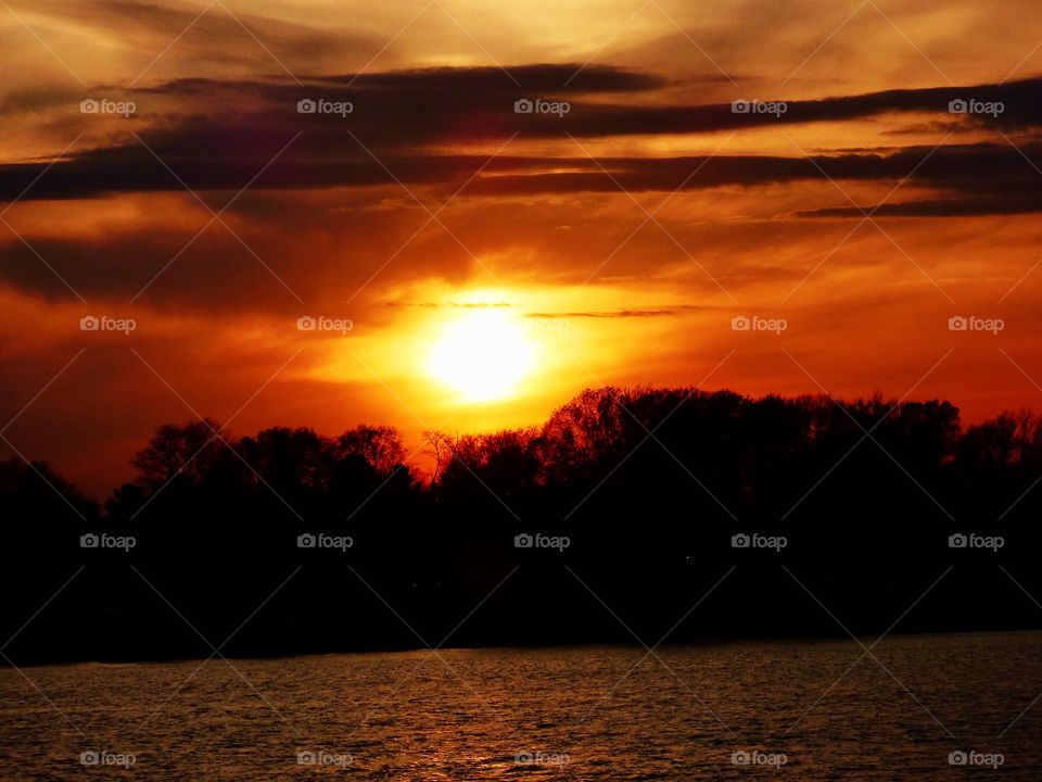 Sky and a beautiful landscape in sunset. 