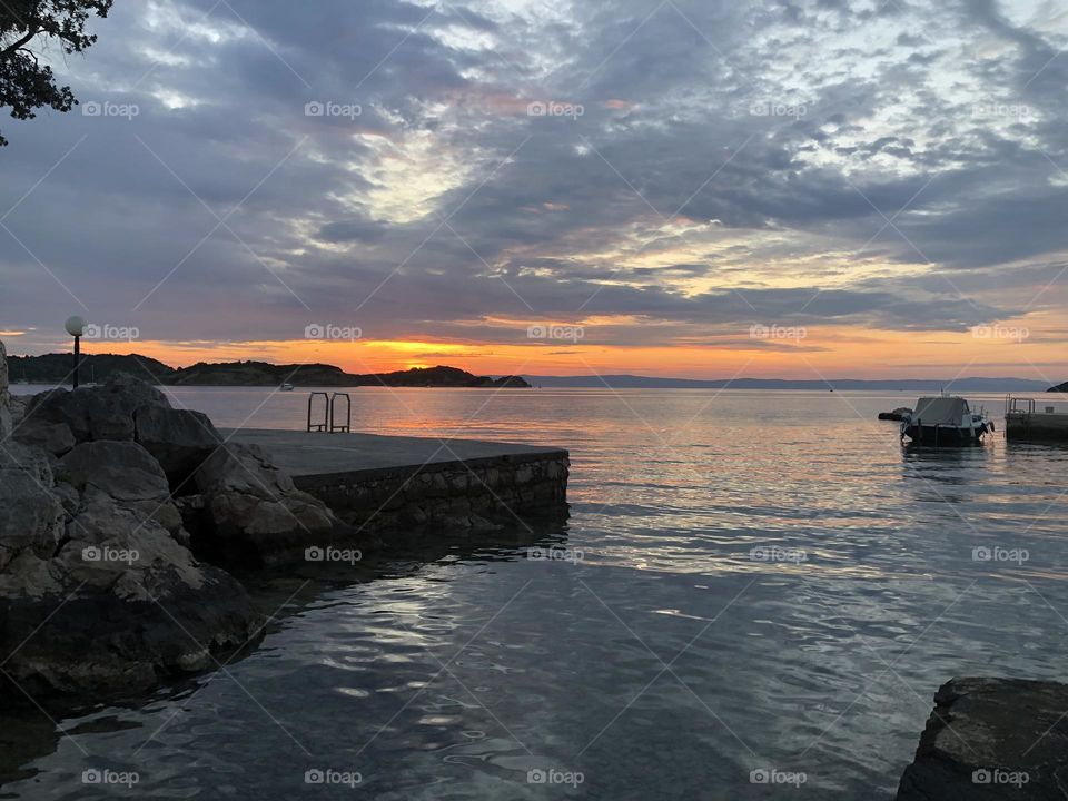 Dramatic sunset on adriatic sea