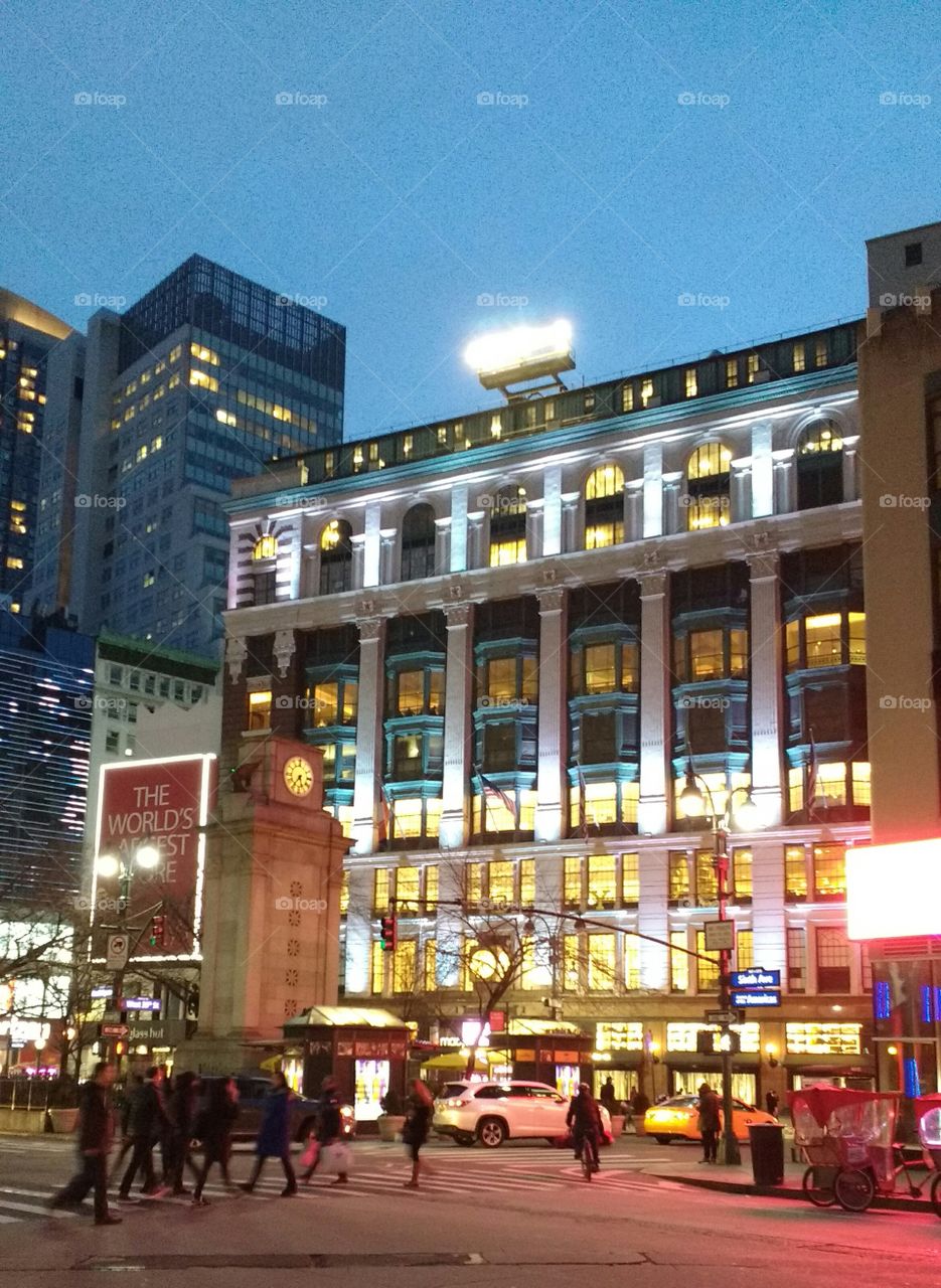 Macy's on 34th street at Night