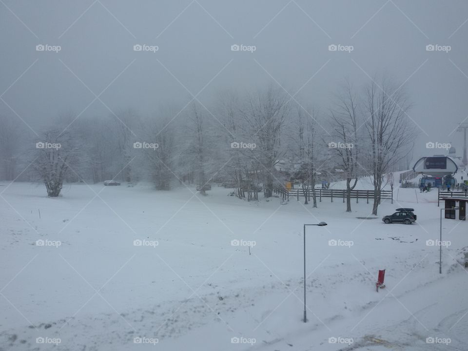 view of the mountain in winter