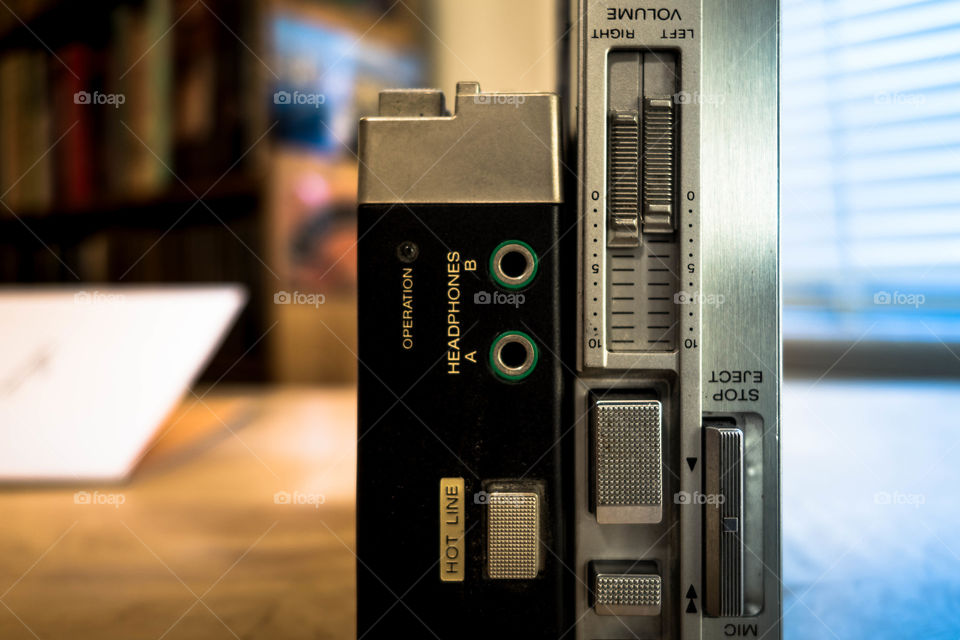 Close-up of vintage radio