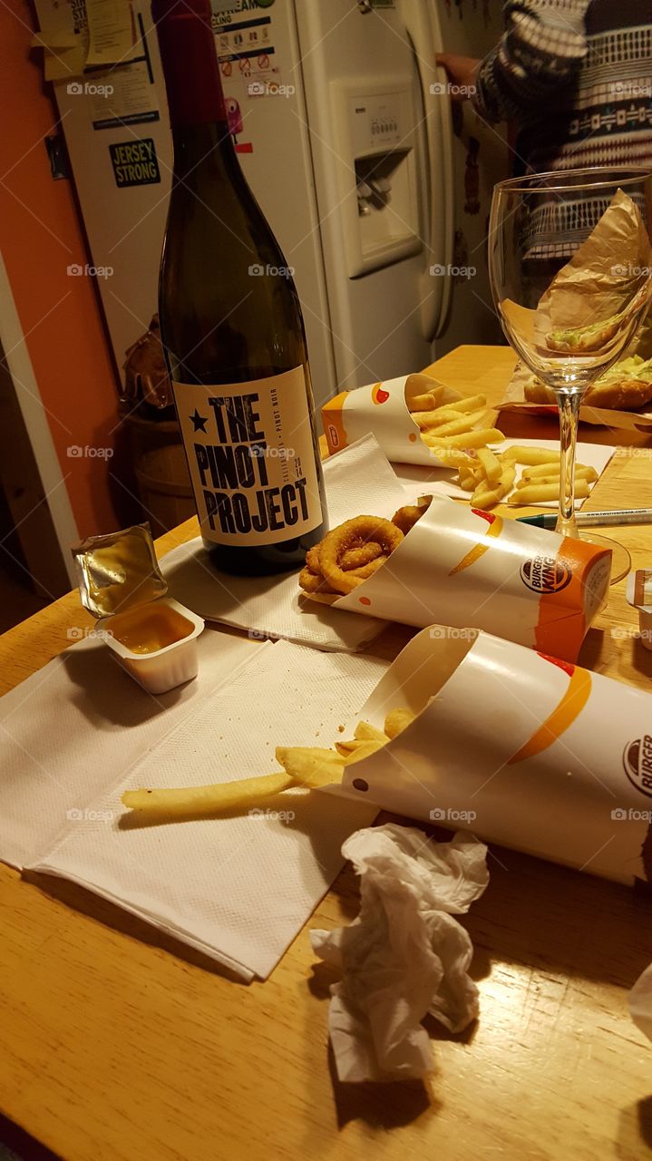 fries and wine