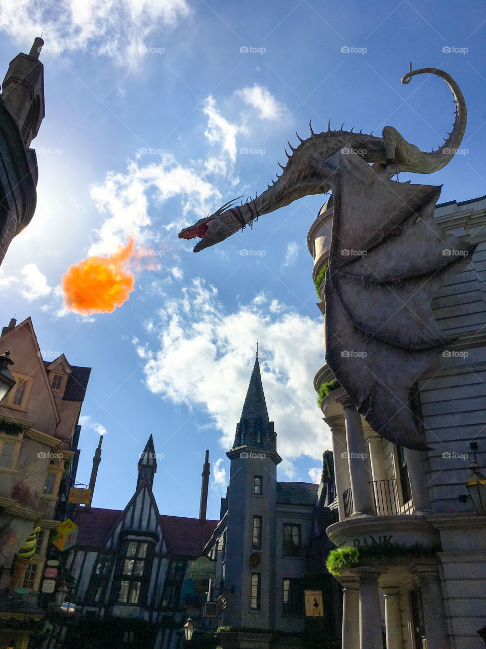 Universal studios, Harry Potter dragon, Iron belly on Gringotts ride, Diagon Alley, Orlando, Florida